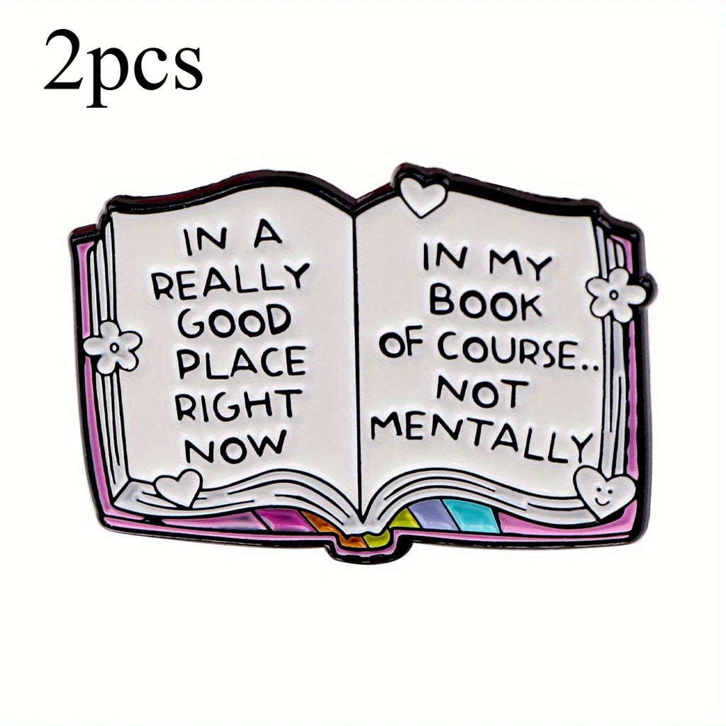 Humorous Book Enamel Pin Brooch | Zinc Alloy Literary Badge Enamel Pin Brooch QXL 2pcs