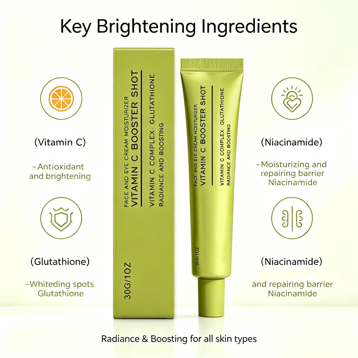 Vitamin C & Niacinamide Face & Eye Cream | Brightening Moisturizer Brightening Face Cream QXL