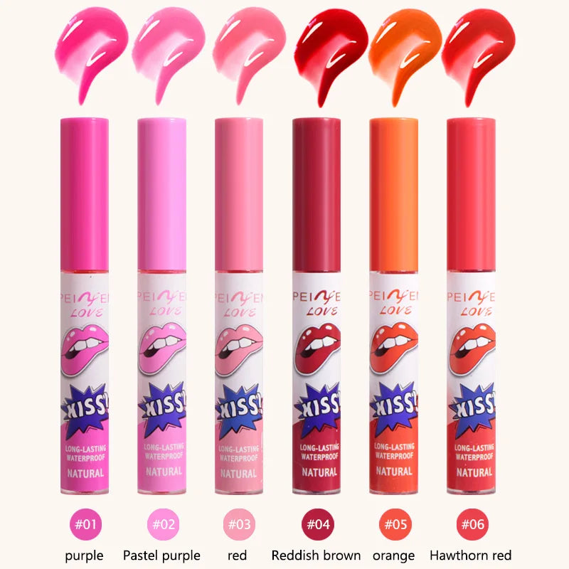 6-Color Peel-Off Lip Tint Set | Waterproof Matte Lip Stain Peel-Off Lip Tint QXL