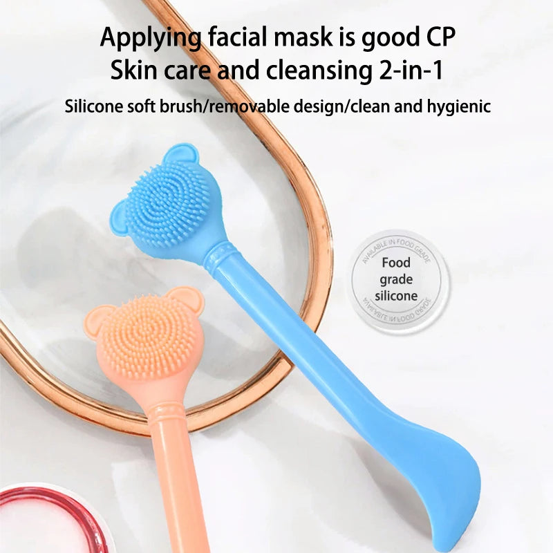 Double-Head Silicone Face Mask Brush & Skincare Spatula Face Mask Brush QXL