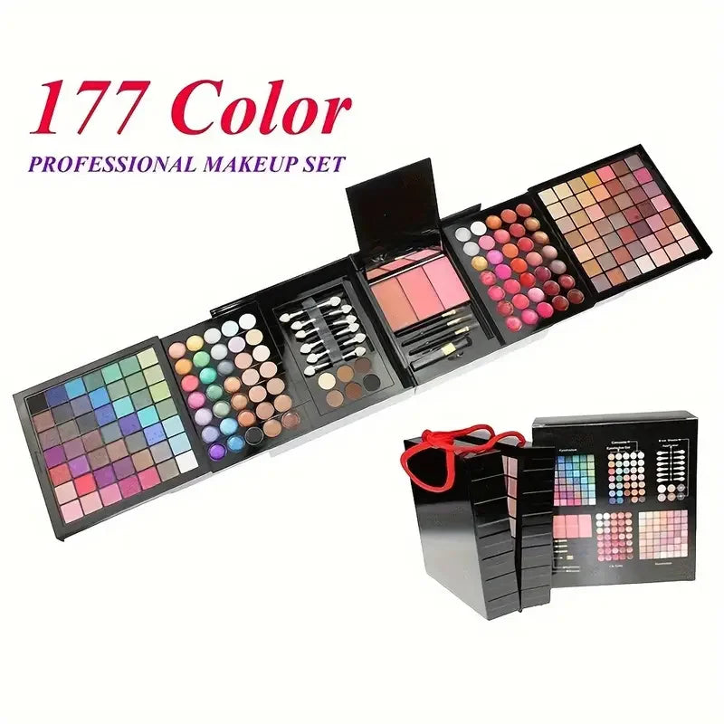 VERONNI 177-Color Makeup Set | Eyeshadow, Blush & Mirror Makeup Palette Set QXL