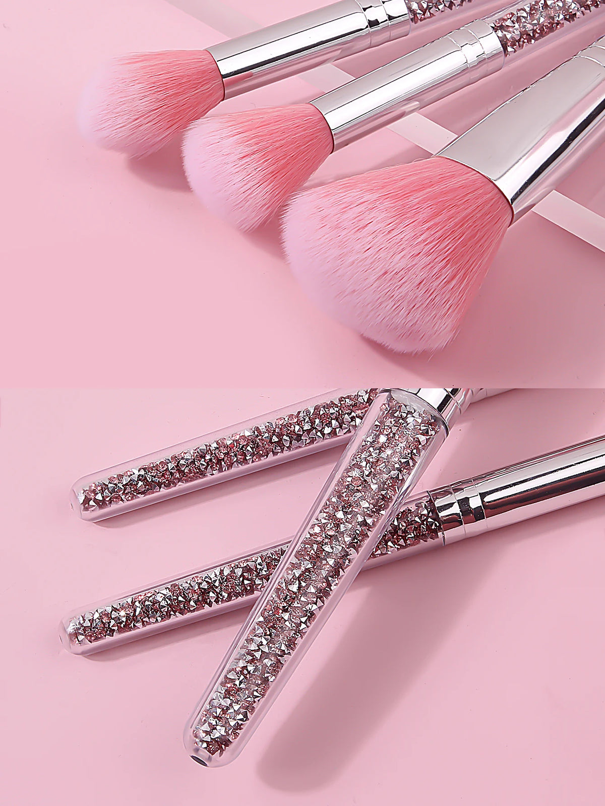 8-Piece Diamond Handle Makeup Brush Set with Puff & Storage Makeup Brush Set QXL