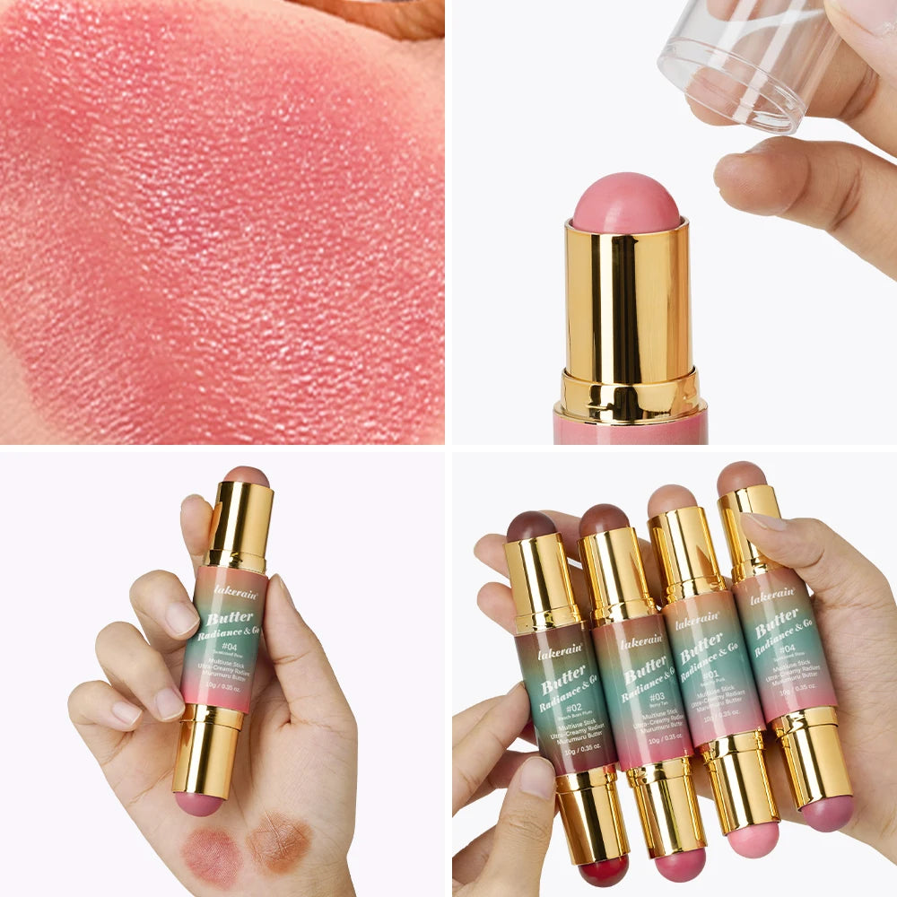 Dual-Ended Bronzer & Blush Stick | 3-in-1 Creamy Makeup Blush Bronzer Stick QXL
