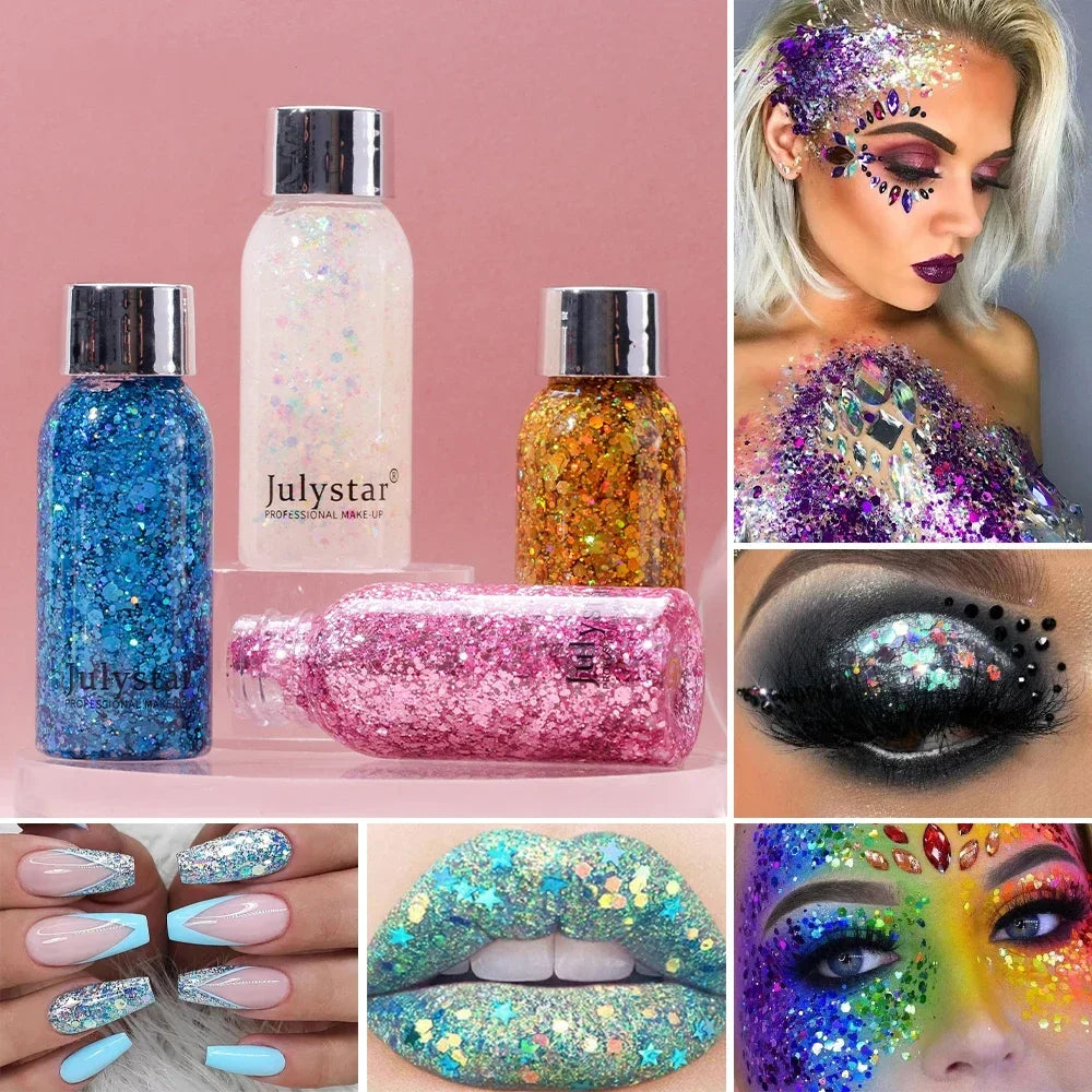 Body Glitter Gel & Face Shimmer | Multicolor Sequins 30ml Body Glitter Gel QXL