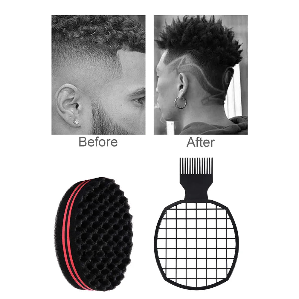 Wave Hair Brush, Carbon Fiber Pick Comb & Sponge Set Hair Styling Combo Set QXL