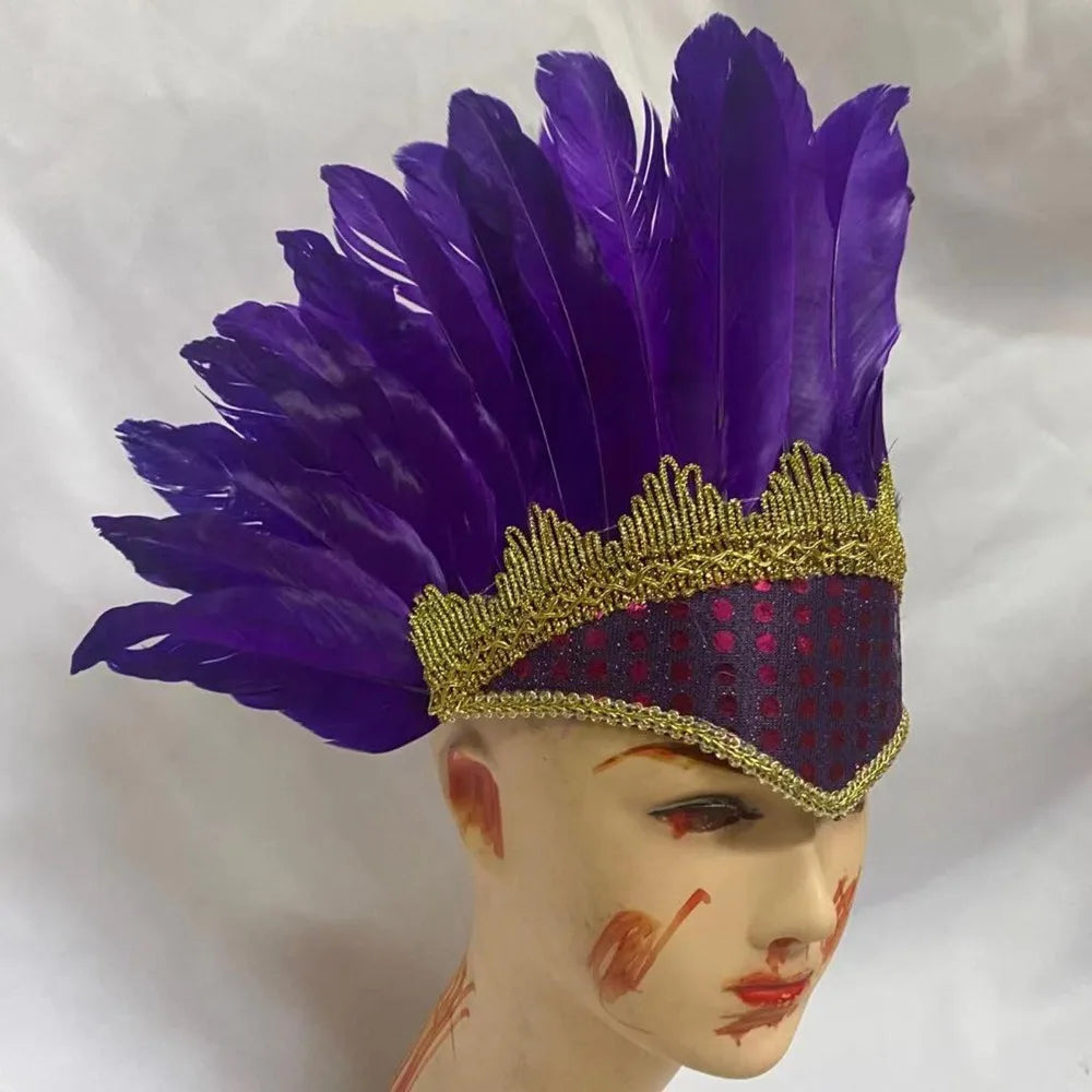 Colorful Feather Headdress | Adjustable Carnival Costume Costume Headdress QXL