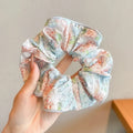Korean Floral Scrunchie Hair Band | Elastic Tie for Women Hair Scrunchie QXL 9