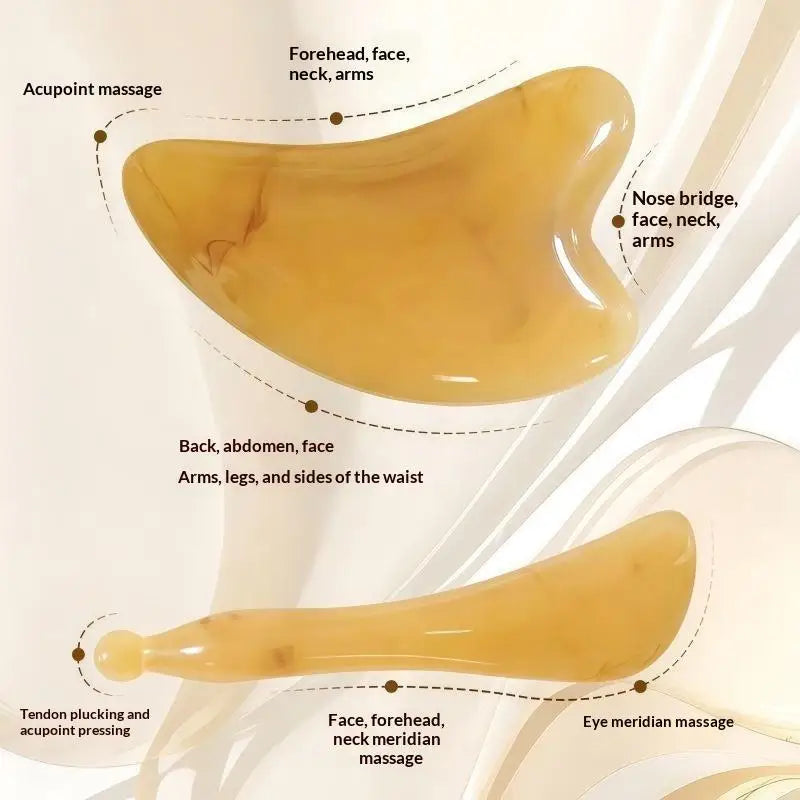 Natural Resin Gua Sha Massage Set | Face Board & Acupoint Stick Gua Sha Massage Set QXL