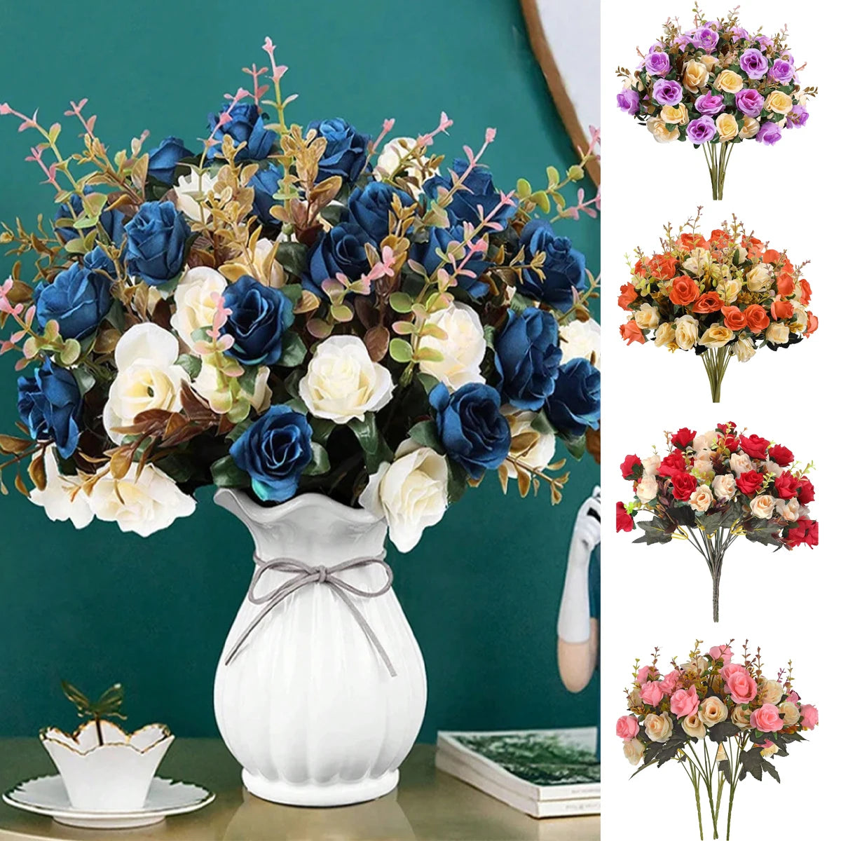 Silk Rose Artificial Flower Bundle | Wedding & Home Décor Artificial Silk Flower QXL