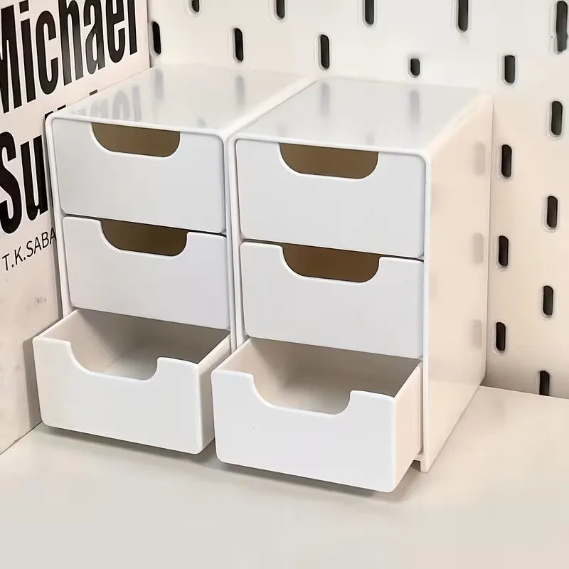 3-Compartment Stackable Drawer Storage Box | Desk Organizer Drawer Storage Box QXL