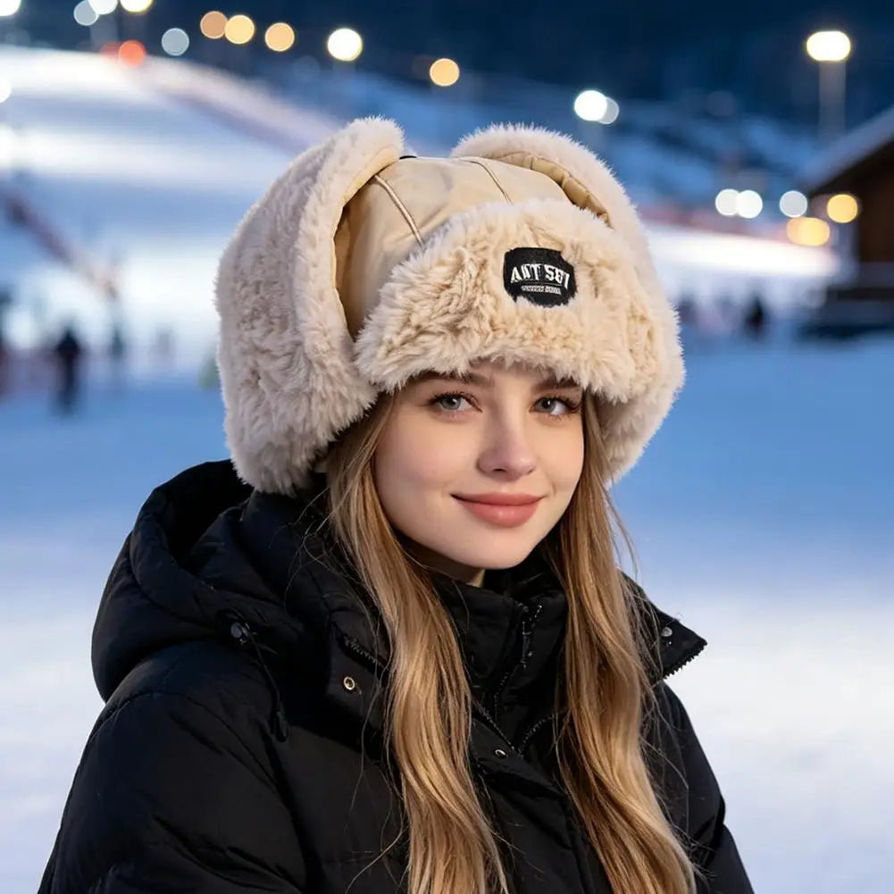 Plush Trapper Hat with Ear Flaps | Winter Ski Pilot Cap Winter Trapper Hat QXL