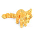 12cm Articulated 3D Printed Cat Figure | Desk Decor & Gift Articulated Cat Figurine QXL Gold