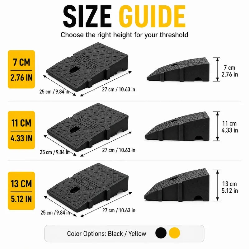 Heavy Duty PVC Curb Ramp 7/11/13cm | Anti-Slip Driveway Access Driveway Curb Ramp QXL