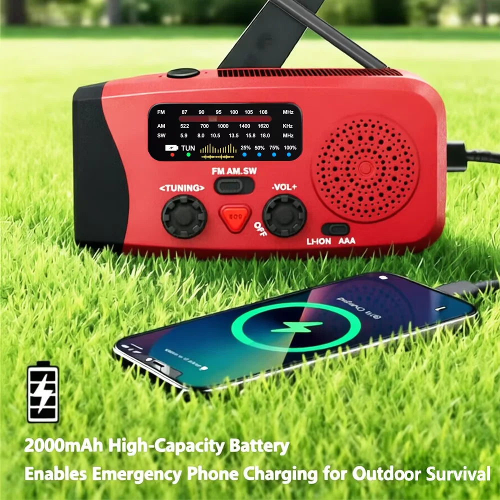 Emergency Hand Crank Weather Radio | LED Flashlight & Power Bank Emergency Weather Radio QXL