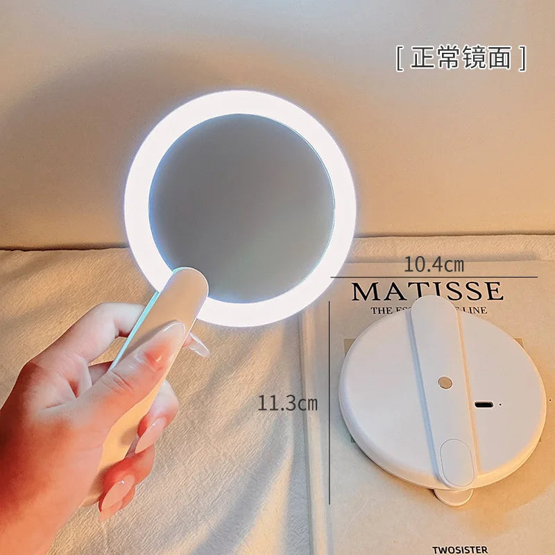 LED Lighted Compact Makeup Mirror | 2X Magnification Foldable Lighted Makeup Mirror QXL White normal mirror