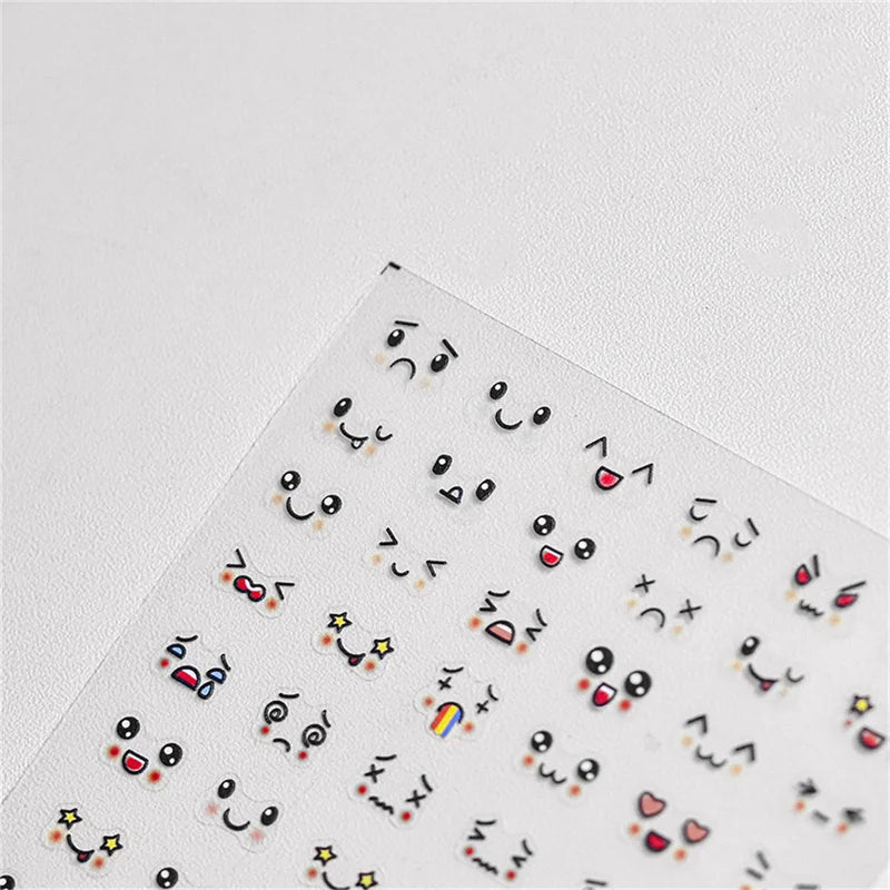 5D Kawaii Cartoon Face Nail Art Stickers | Japanese Decals Nail Art Stickers QXL