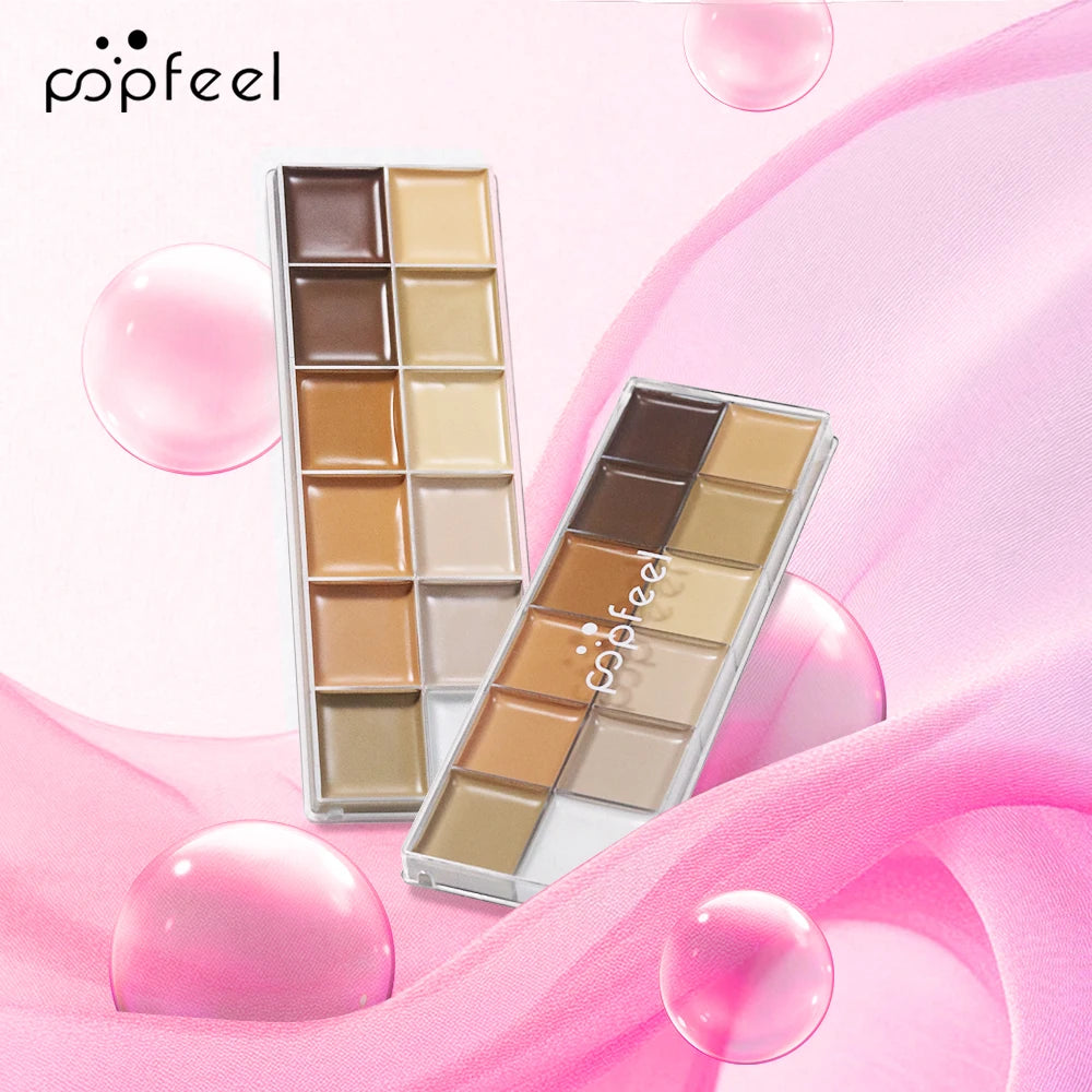 POPFEEL 12-Color Concealer Palette – Waterproof Full Coverage Concealer Palette QXL