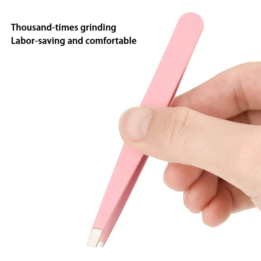 4-Pc Colorful Stainless Steel Eyebrow Tweezer Set + Storage Bag Eyebrow Tweezer Set QXL