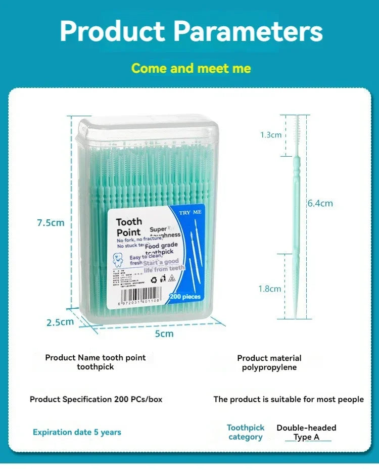 200-Pack Interdental Brushes & Dental Floss Toothpicks | vvocci Dental Floss Picks QXL