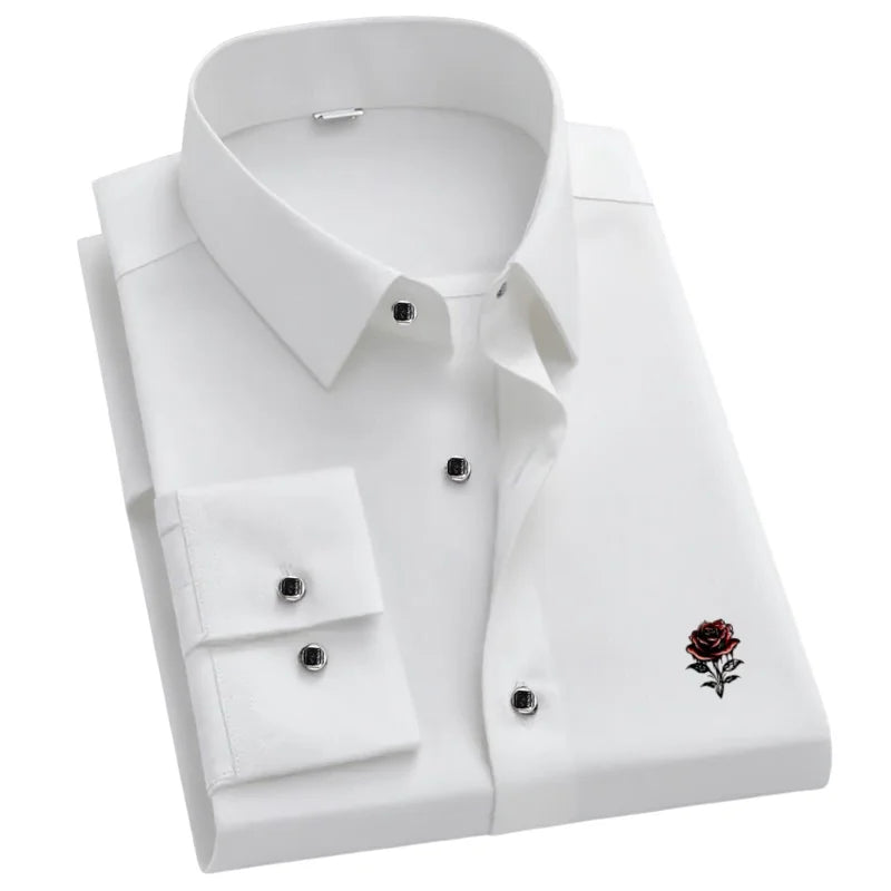 Men's Slim Fit Long Sleeve Business Casual Shirt | 5 Colors Business Casual Shirt QXL A 1pc White XL