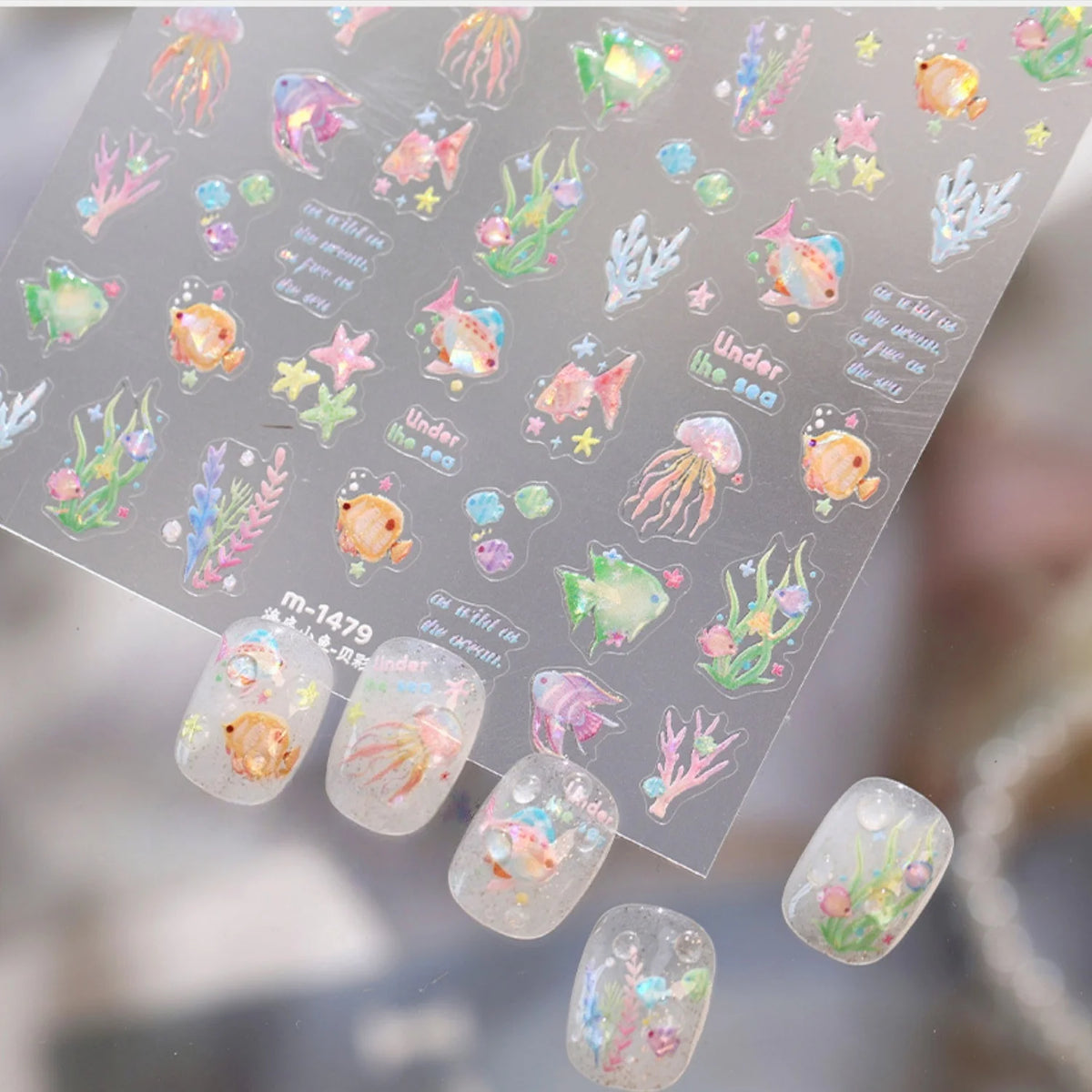 5D Ocean Nail Art Stickers – Jellyfish, Coral & Starfish Decals Nail Art Stickers QXL