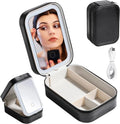 LED Mirror Makeup Storage Case | 3-Color Adjustable Light Box LED Makeup Storage Case QXL Black