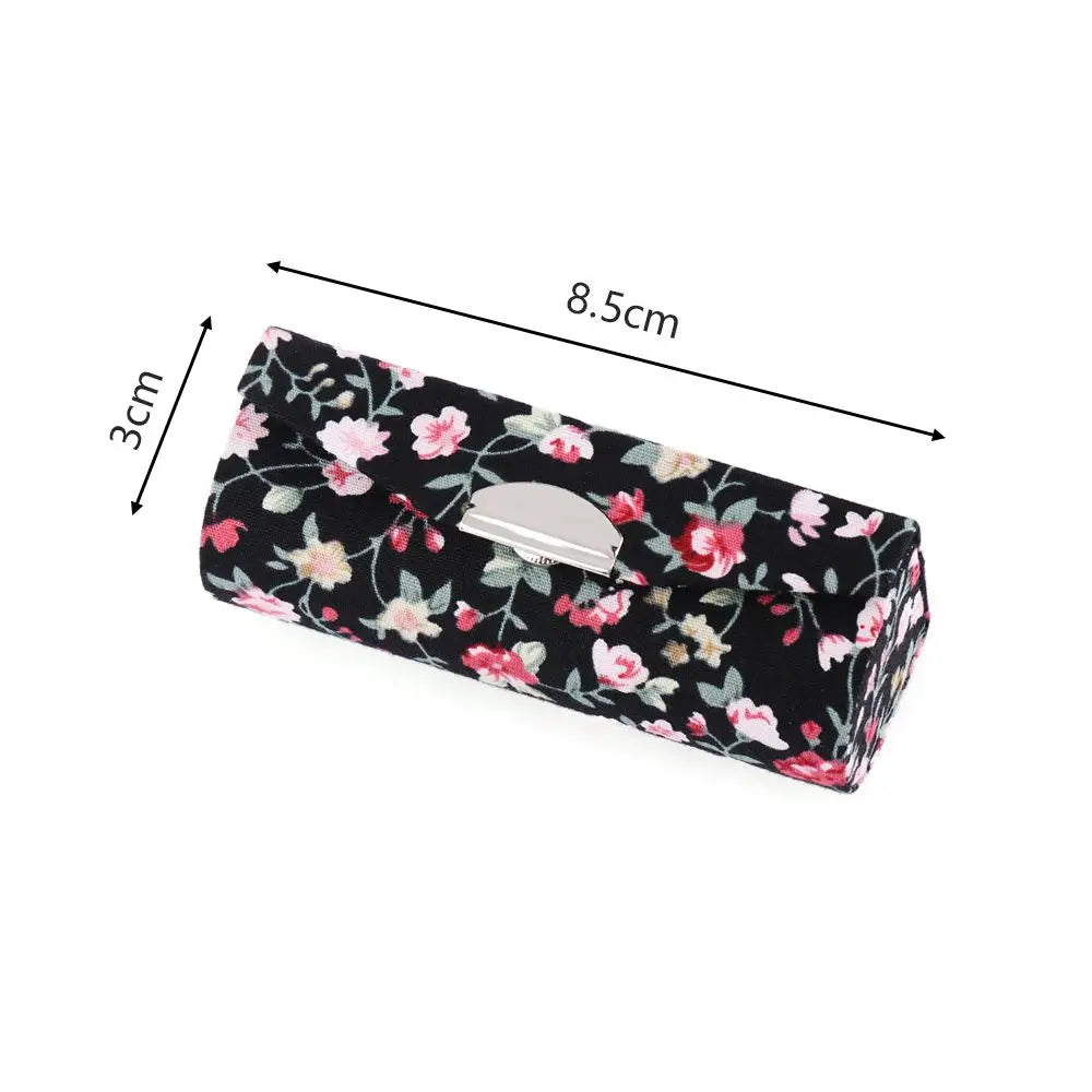 Retro Embroidered Flower Lipstick Case with Mirror Lipstick Case QXL