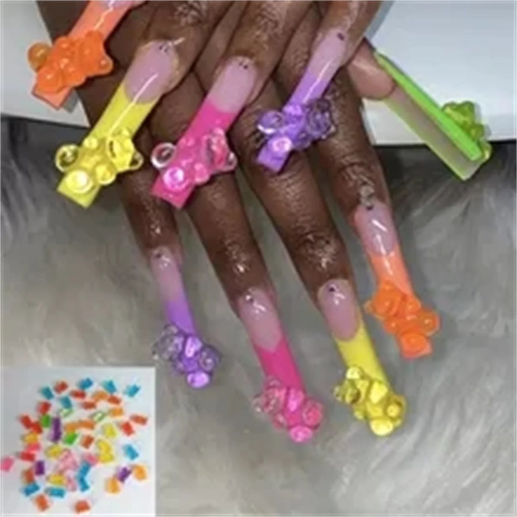 Kawaii Bear Resin Nail Art Charms | 3D DIY Decorations Box Nail Art Charms QXL