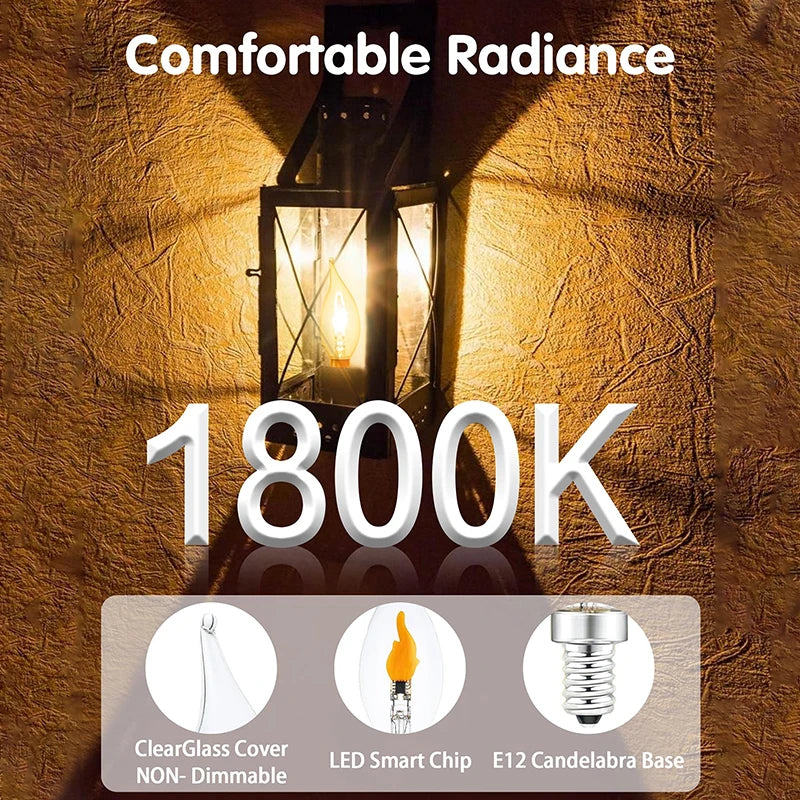LED Flickering Flame Bulb E12/E14/E27 | Realistic Fire Effect Decorative LED Bulb QXL