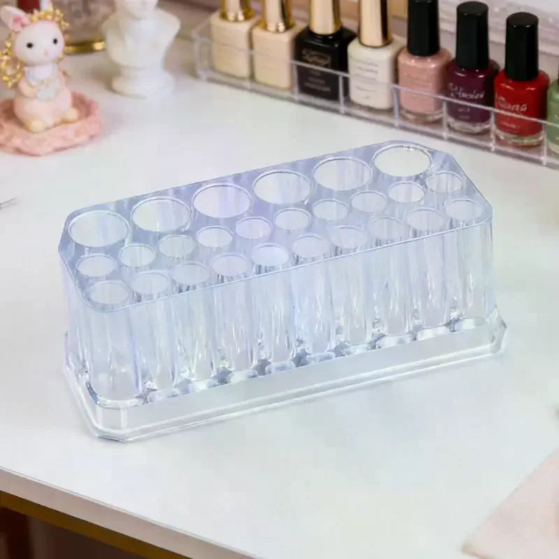 26-Hole Acrylic Nail Brush & Pen Organizer Display Stand Nail Brush Organizer QXL