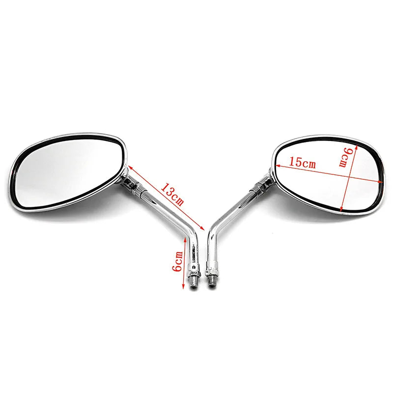 Chrome Oval Retro Motorcycle Mirrors | 10mm Thread Pair Motorcycle Side Mirrors QXL