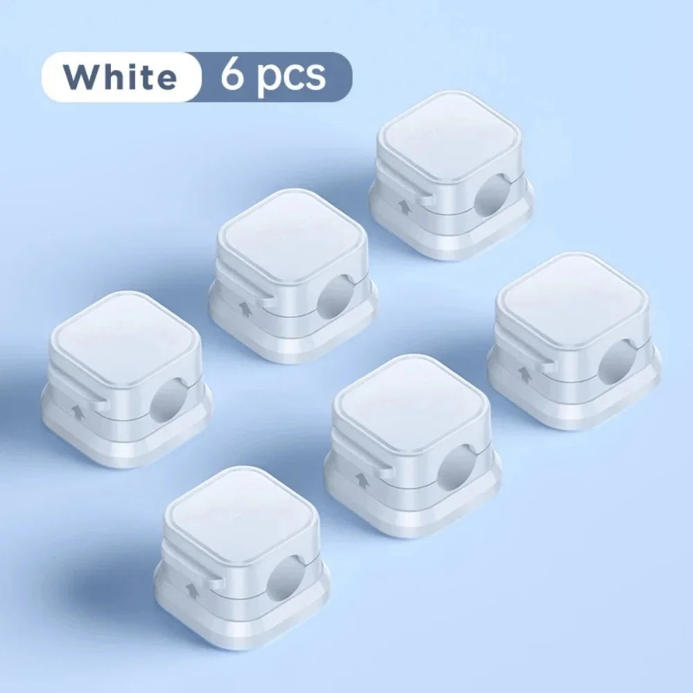 Magnetic Cable Clips | Adhesive Cord Holder & Desk Organizer Cable Clip Organizer QXL 6pcs White