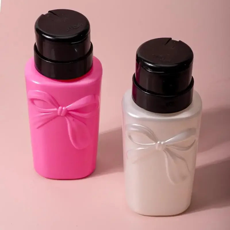 Bow Push-Down Pump Dispenser | Refillable Nail & Makeup Bottle Pump Dispenser Bottle QXL
