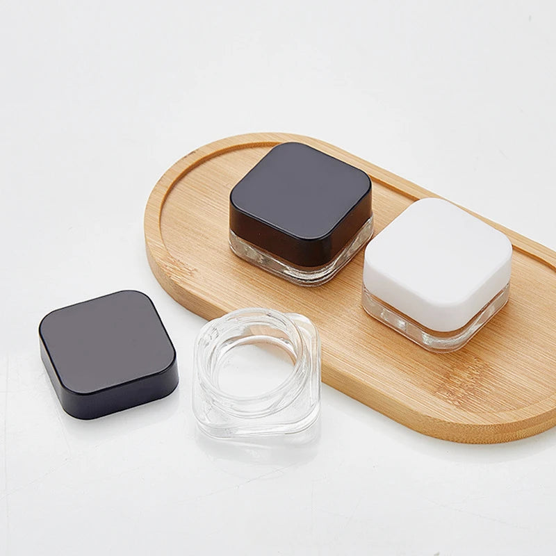 9g Square Glass Refillable Cosmetic Jar | Empty Makeup Pot Cosmetic Storage Jar QXL