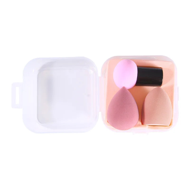 3-Pack Makeup Blender Sponge Set with Storage Box | 4 Colors Makeup Sponge Set QXL WG-TZ-MGT-HZD-Pink