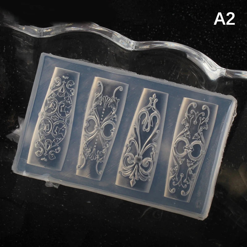 Baroque Silicone Nail Art Mold | 3D Relief Manicure Template Nail Art Mold QXL A2