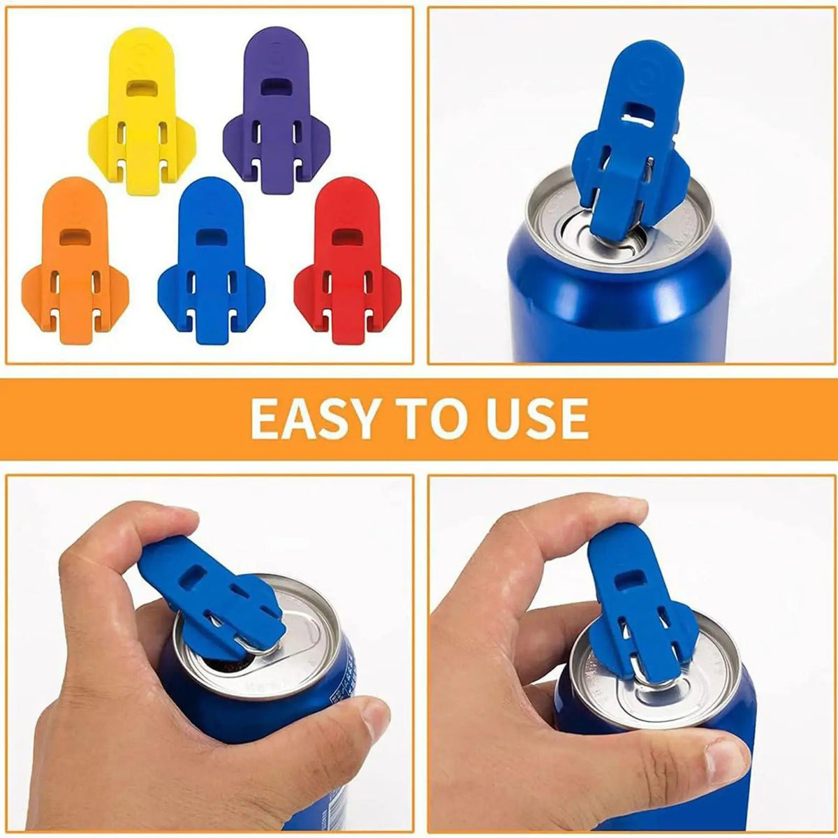 6-Pack Reusable Soda Can Opener | Portable Kitchen & Camp Tool Can Opener Set QXL