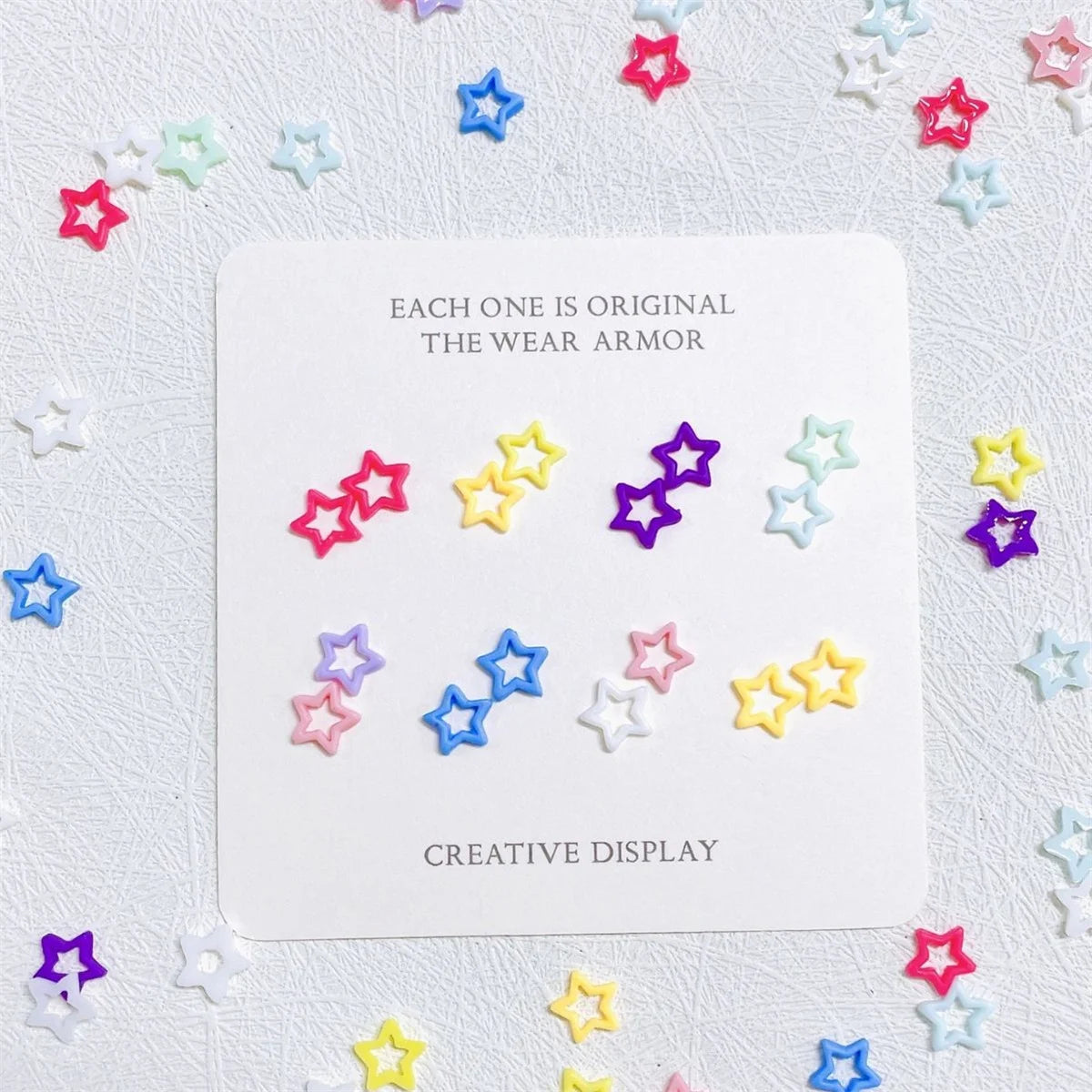20-Pack 3D Macaron Star Resin Nail Charms | Kawaii Hollow DIY Resin Nail Charms QXL