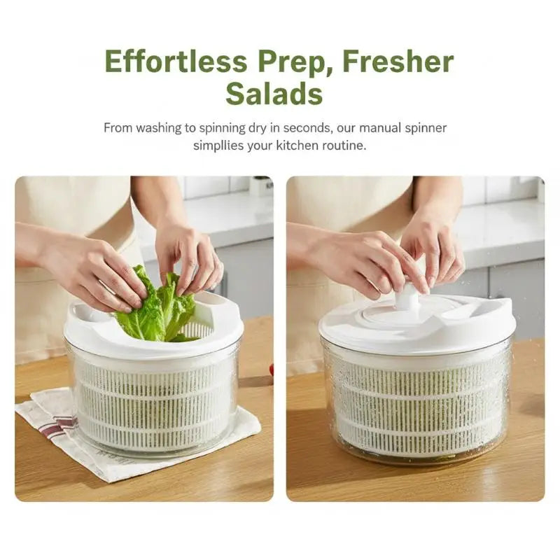 5L Manual Salad Spinner & Vegetable Dryer with Filter Basket Salad Spinner QXL Default Title