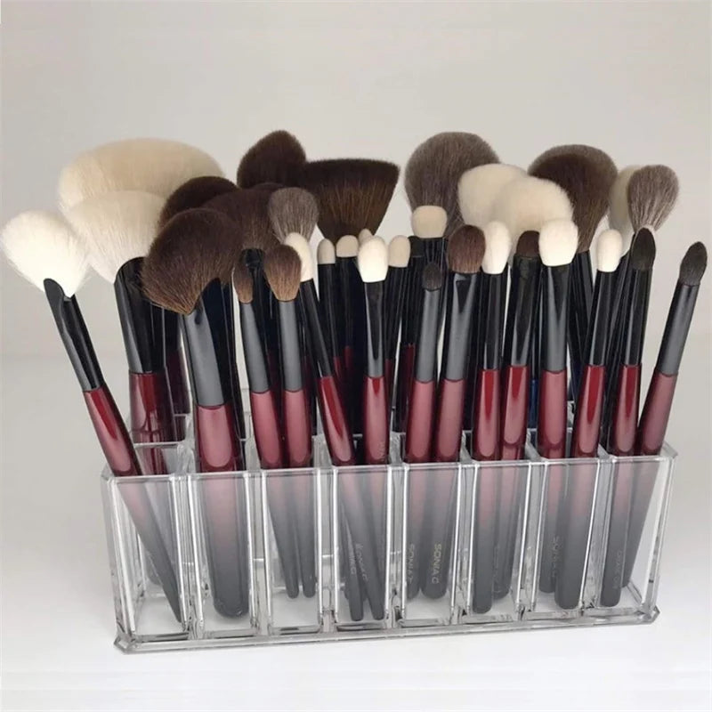 24-Slot Clear Acrylic Makeup Brush & Lipstick Organizer Makeup Organizer QXL