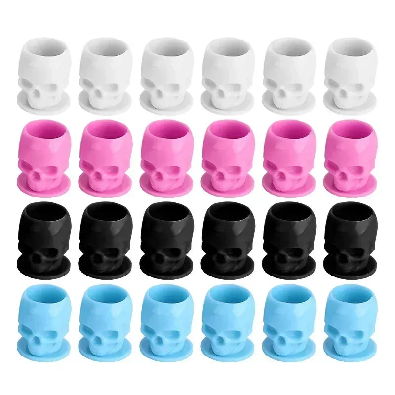 50-Pack Skull Disposable Tattoo Ink Cups | Pigment Holders Tattoo Ink Cups QXL
