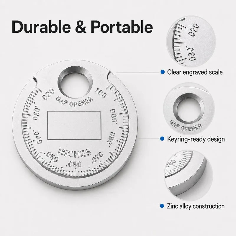 Spark Plug Gap Tool | Dual Scale Coin Gauge 0.6–2.4mm Spark Plug Gap Gauge QXL