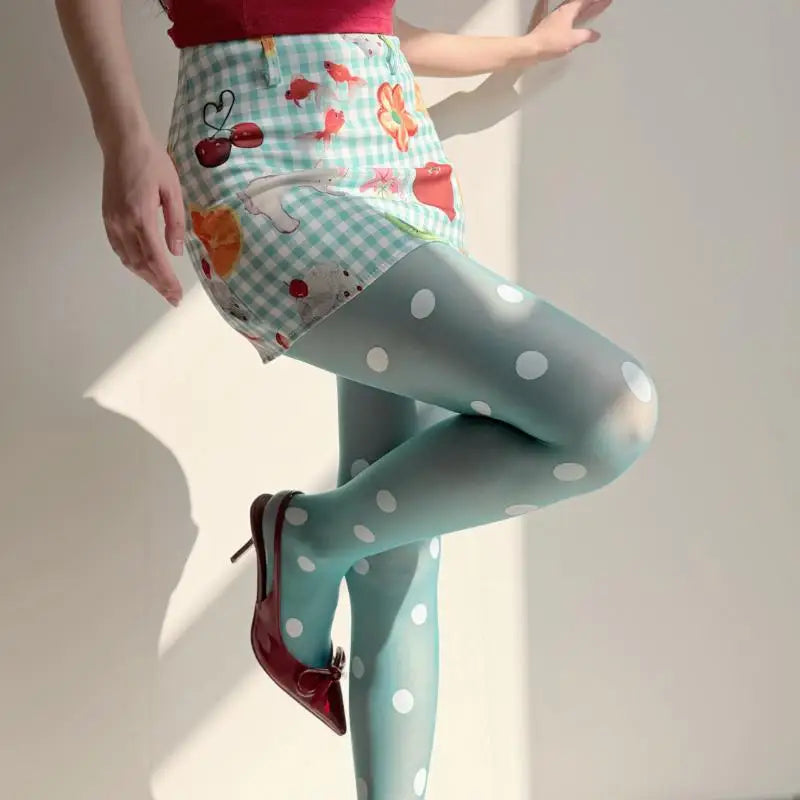 Women's Polka Dot Sheer Pantyhose | Nylon Knit Stockings Sheer Pantyhose QXL