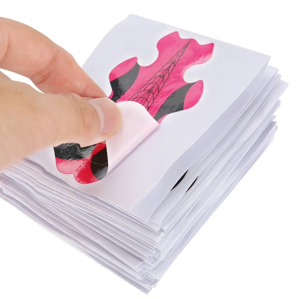 100-Pack Fish Pattern Nail Extension Paper Forms Self-Adhesive Nail Extension Forms QXL