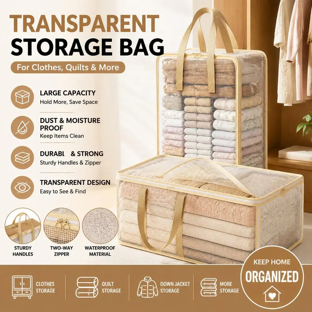 Transparent PVC Foldable Quilt & Clothes Storage Bag Clothes Storage Bag QXL