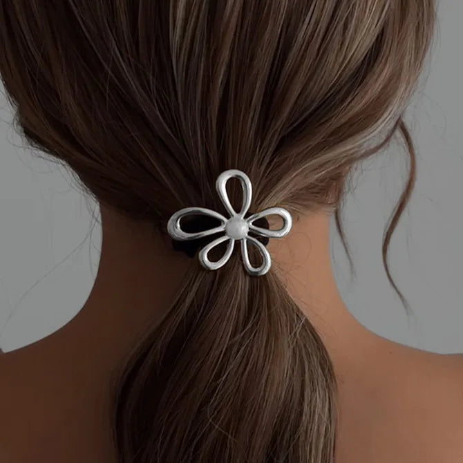 Gold Flower Pearl Hair Elastic | Ponytail Ring Accessory Hair Elastic Ring QXL 0611-Silver
