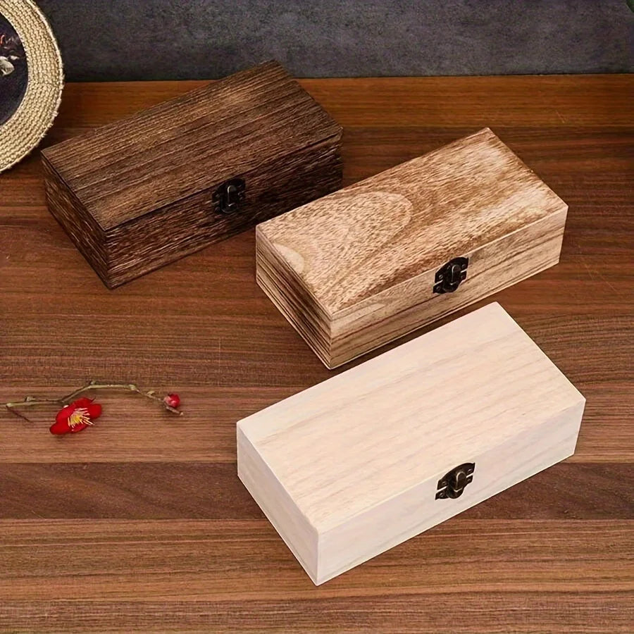 Wooden Storage Box with Lid | Vintage Jewelry Organizer Decorative Storage Box QXL