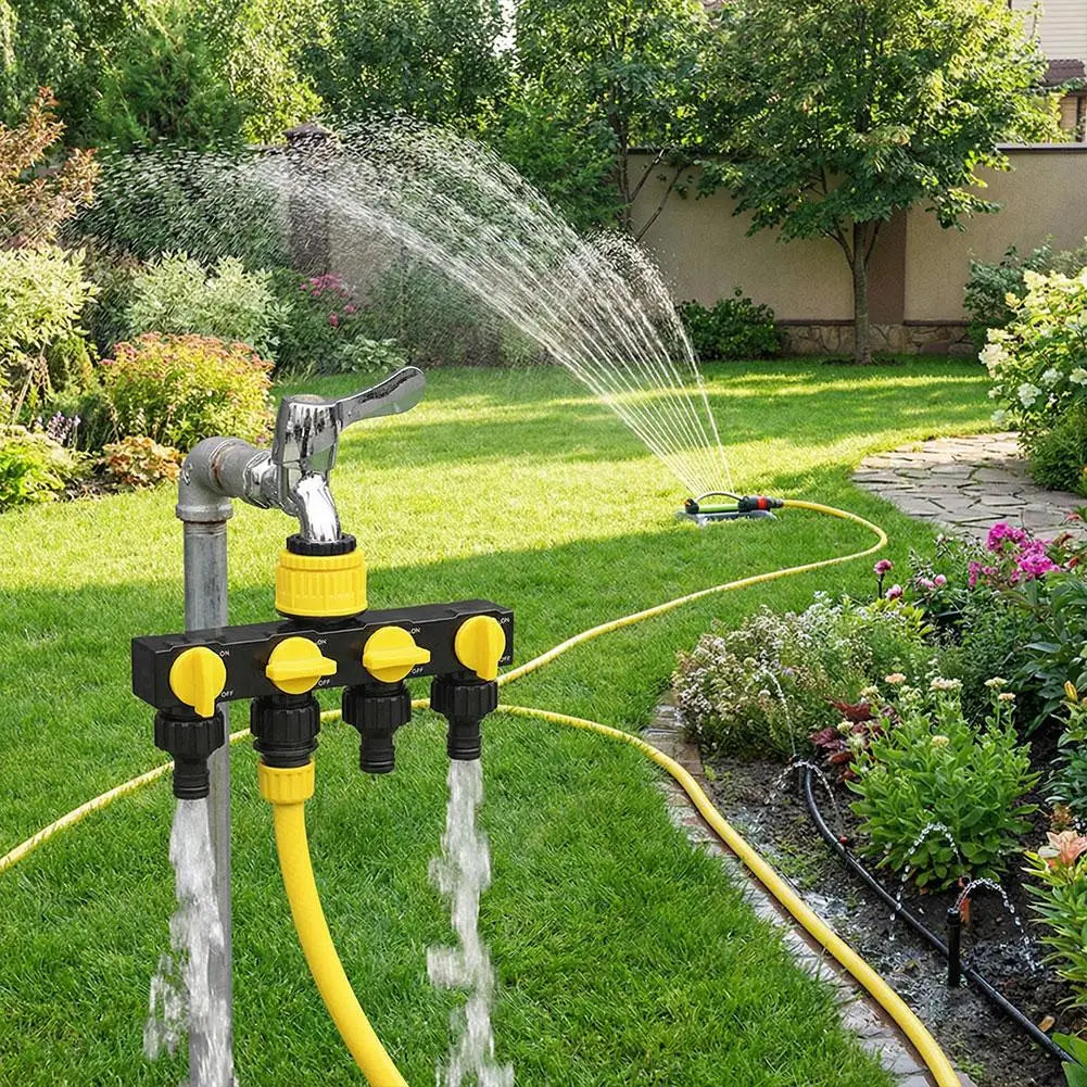 4-Way Garden Hose Splitter | 1 In 4 Out Water Divider & Valves Garden Hose Splitter QXL