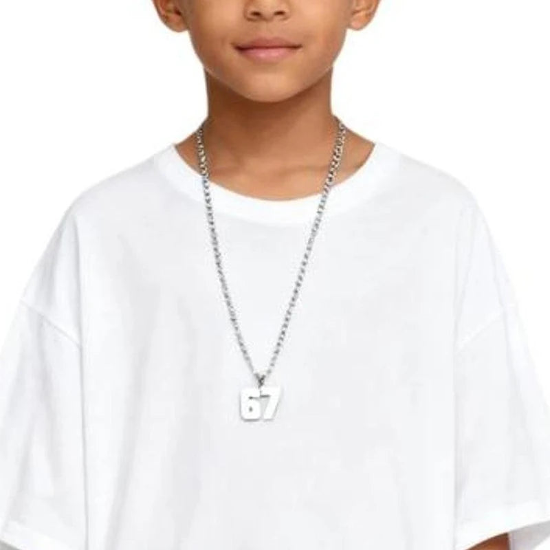 Number 67 Pendant Necklace | Stainless Steel Unisex Chain Pendant Necklace QXL