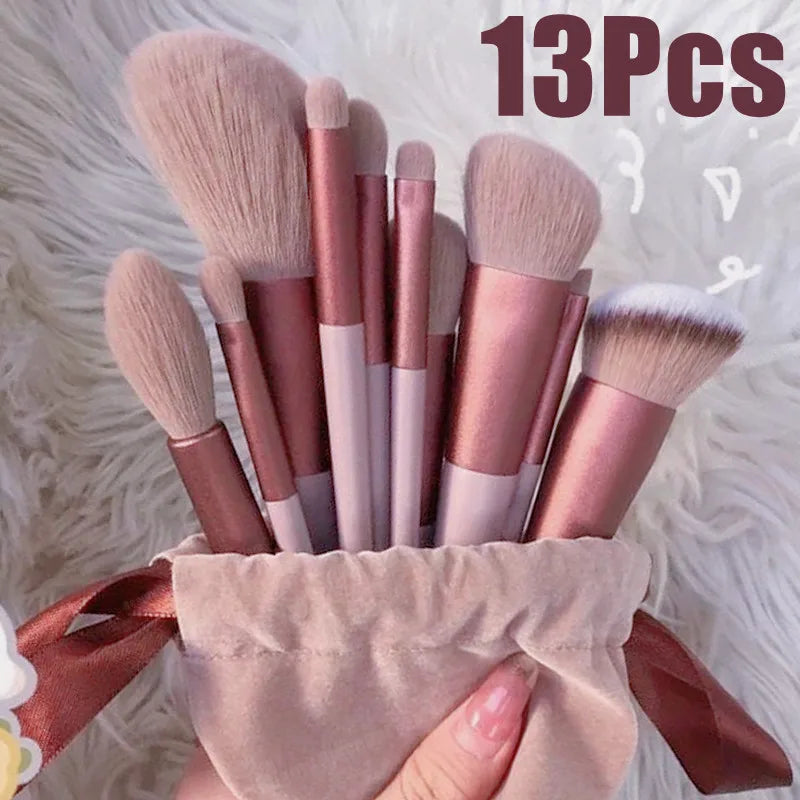 13-Piece Makeup Brush Set with Bag | Foundation & Eyeshadow Makeup Brush Set QXL